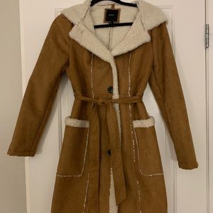 Forever 21 Sherpa Faux Suede Jacket Size Small